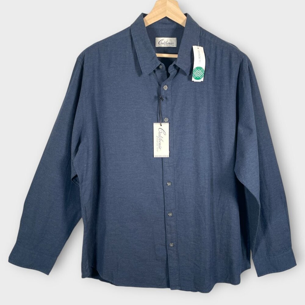 Casual Button Down XL Denim Knit Long Sleeve NEW